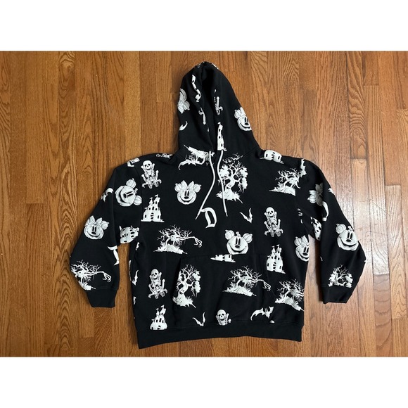 Disney Other - Disney Halloween Haunted Mansion Mickey Mouse All Over Black Hoodie Sweatshirt